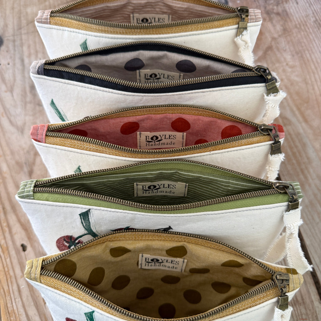 Hand-Printed Zip Case - Cherry Tomato Limited Run