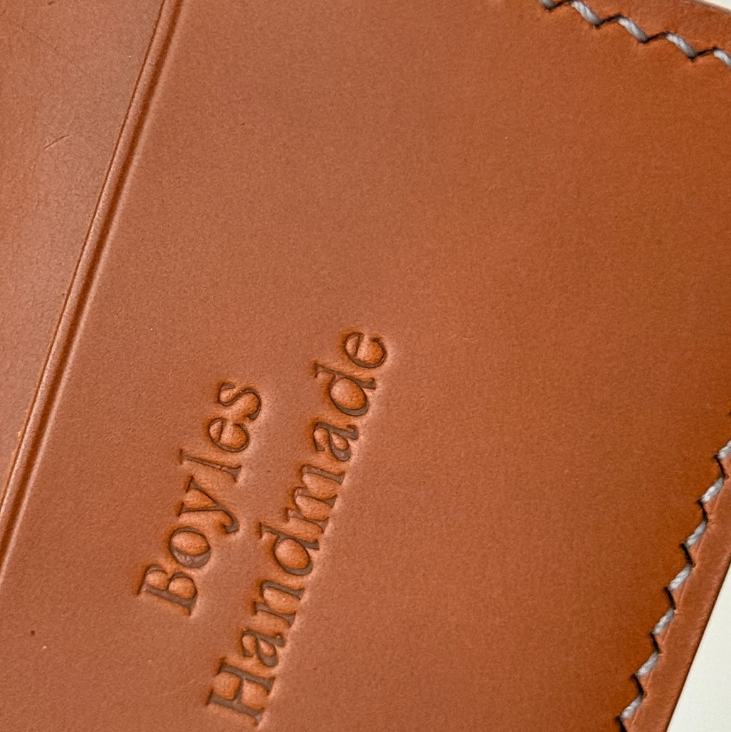 Hand-Stitched Card/Cash Wallet. Cognac Leather