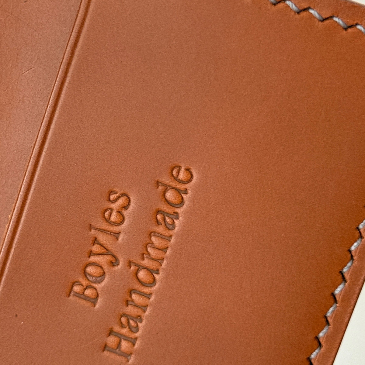 Hand-Stitched Card/Cash Wallet. Cognac Leather