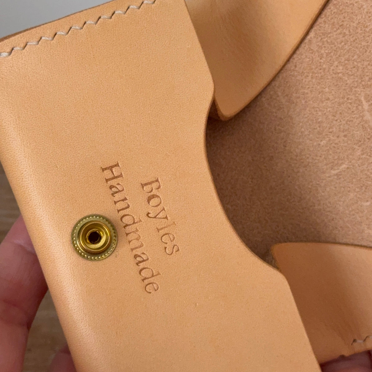 Hand-Stitched Coin Pouch. Natural color Vegetable-Tanned Leather