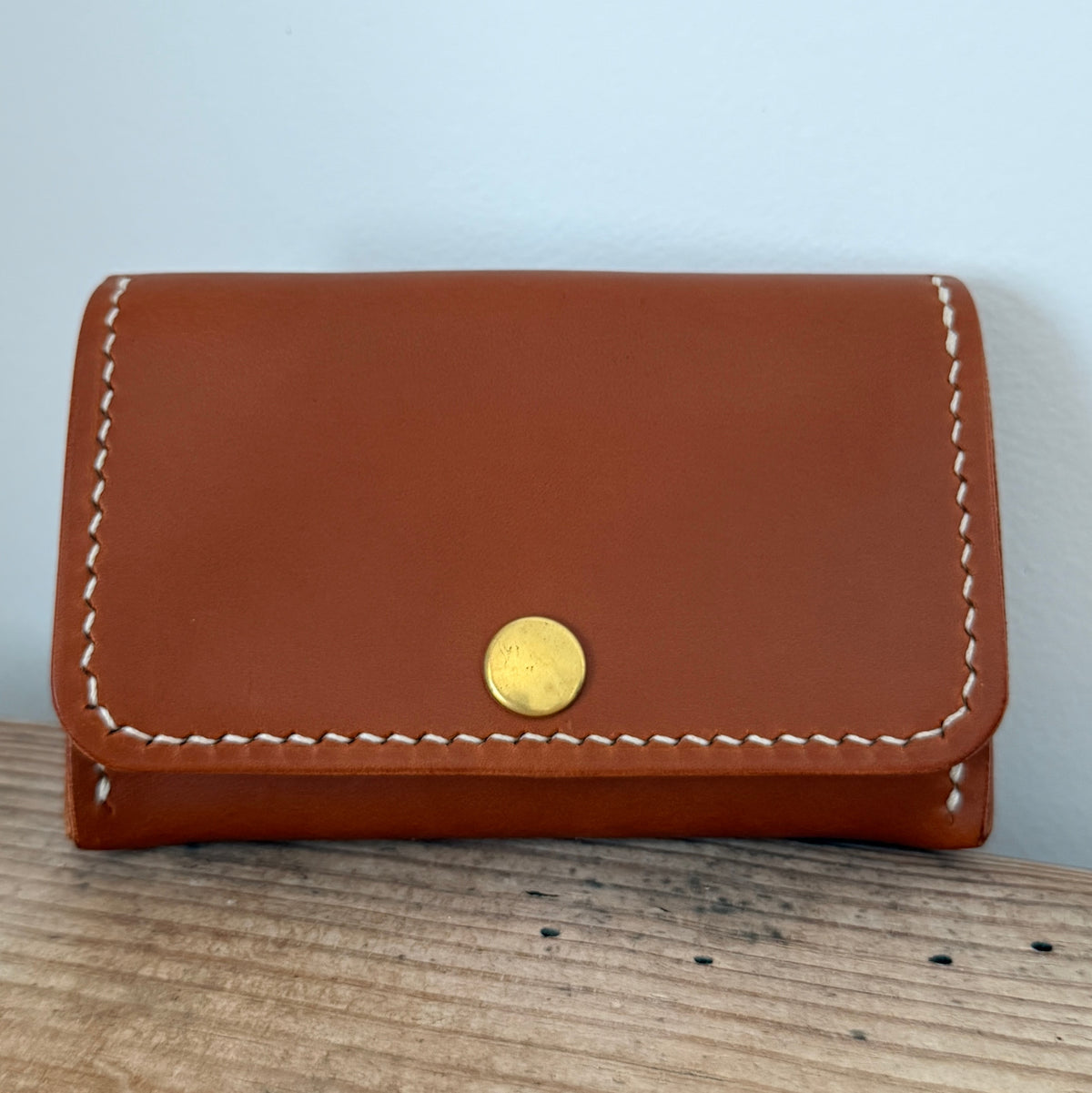 Hand-Stitched Coin Pouch. Cognac Leather