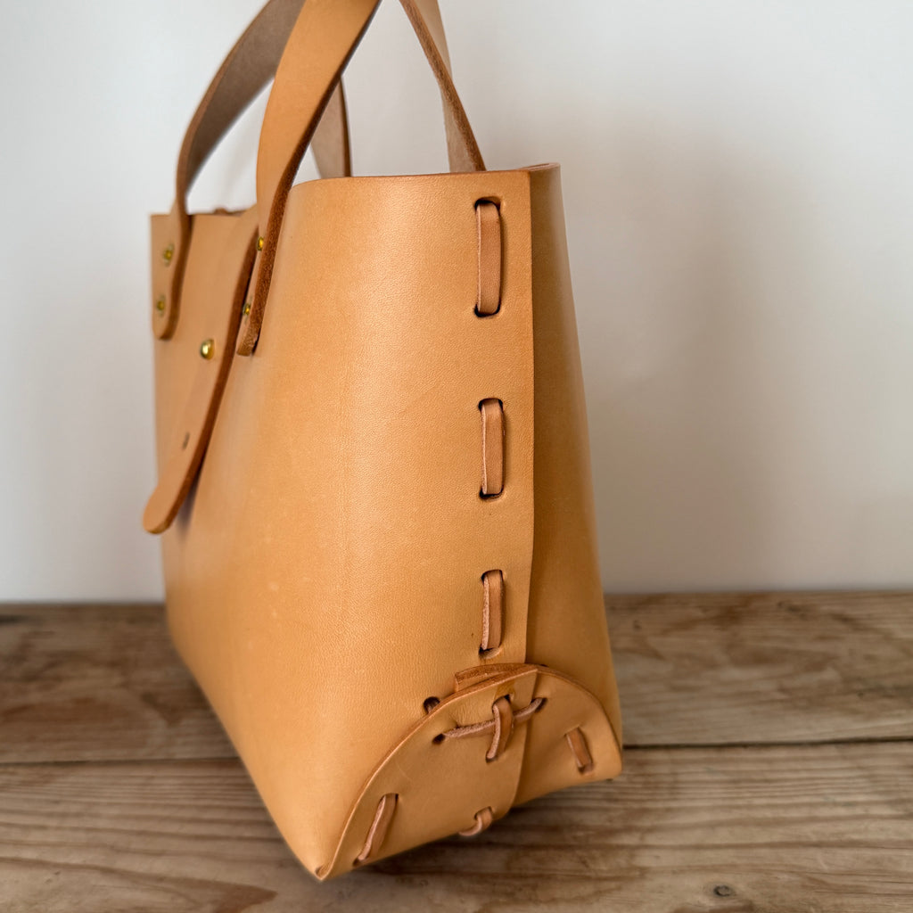 Laced Tote - Natural Vegetable-Tanned Leather
