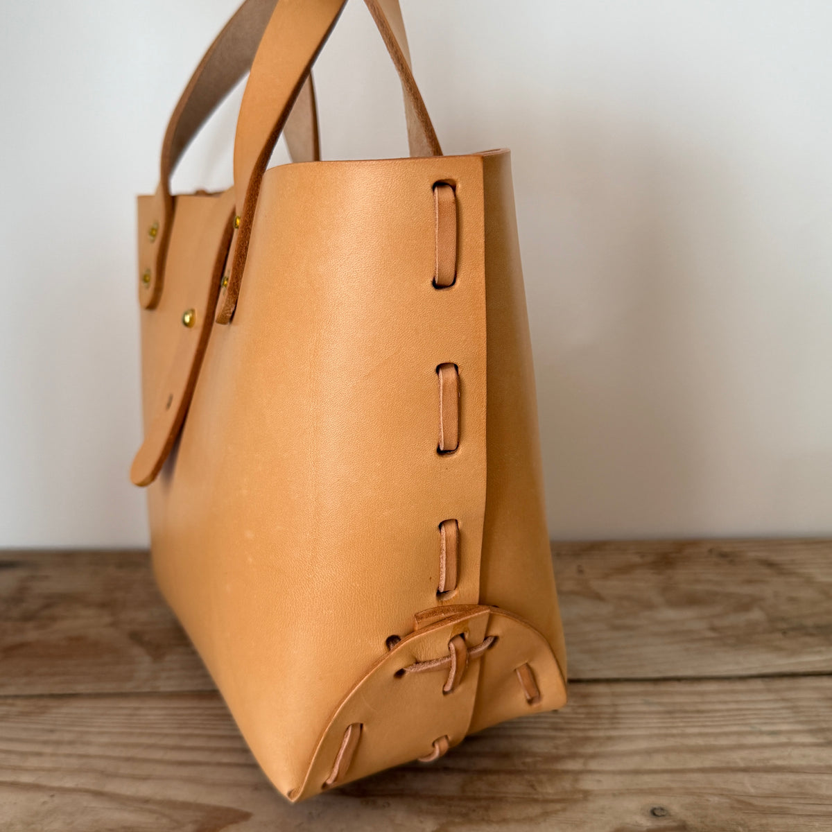 Laced Tote - Natural Vegetable-Tanned Leather