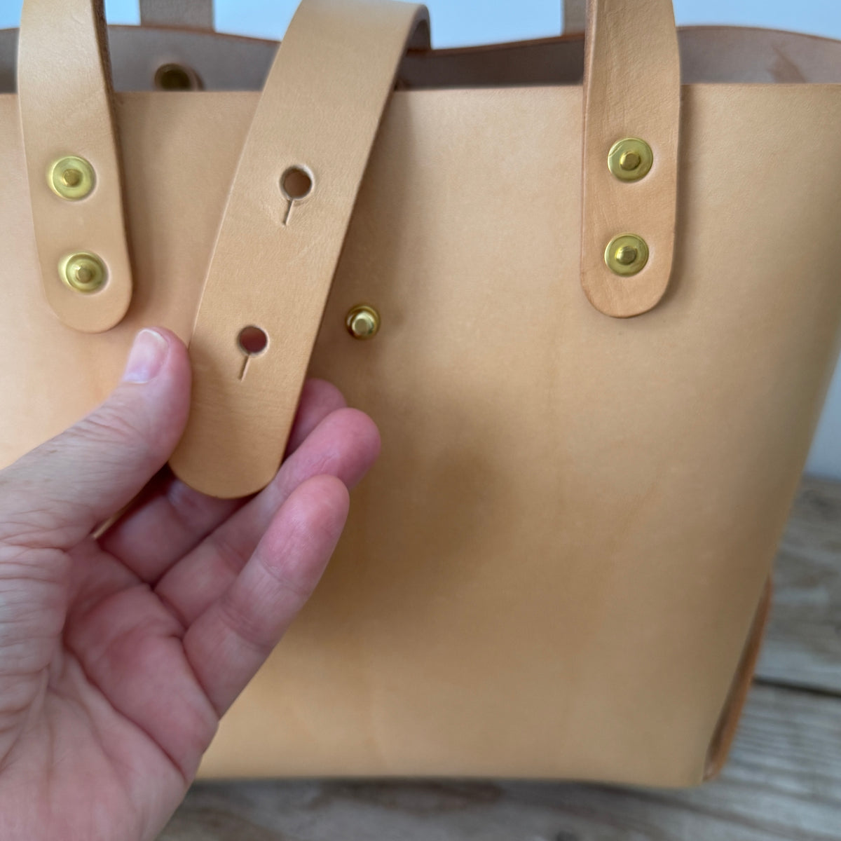 Laced Tote - Natural Vegetable-Tanned Leather
