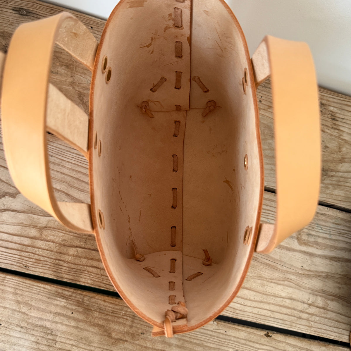Laced Tote - Natural Vegetable-Tanned Leather