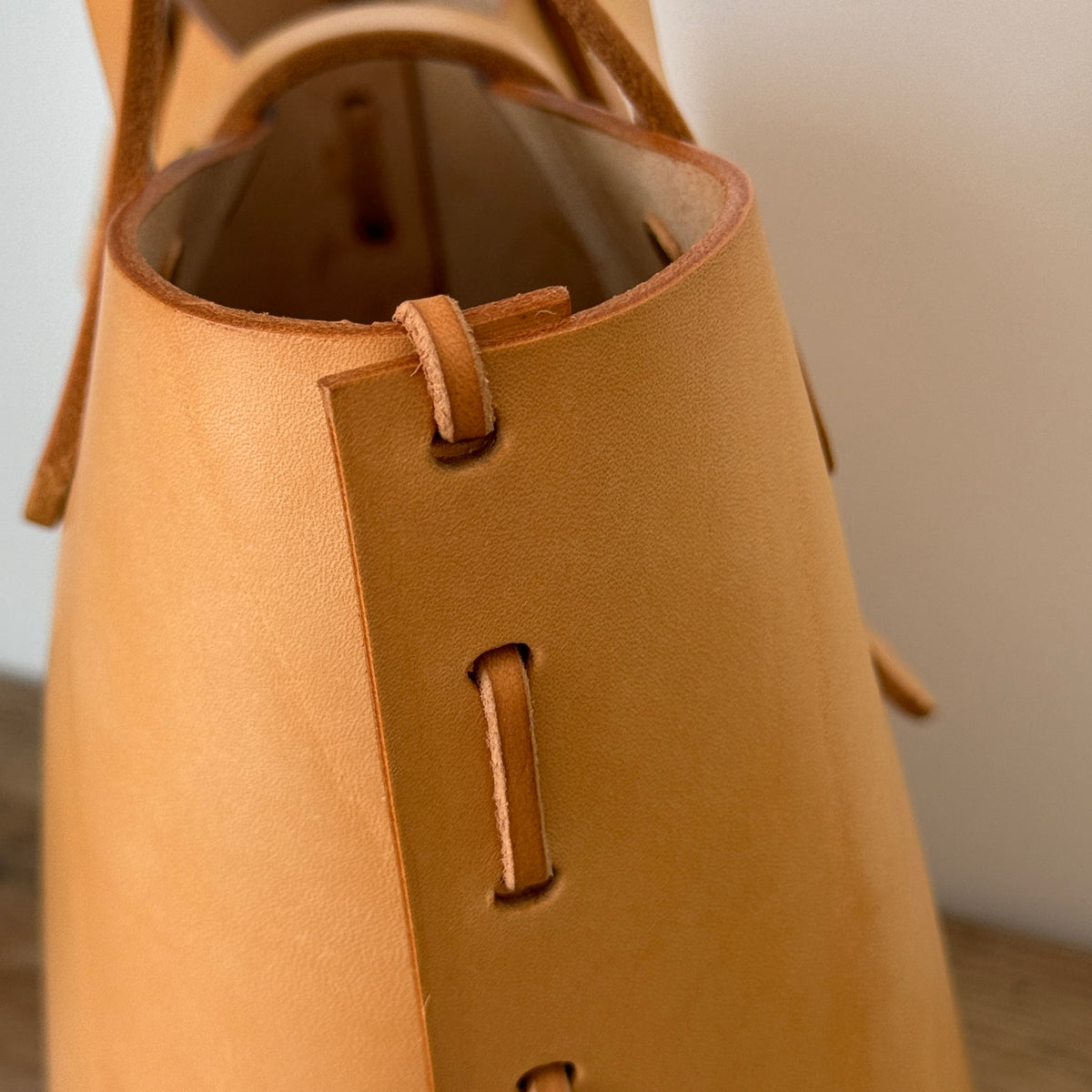 Laced Tote - Natural Vegetable-Tanned Leather