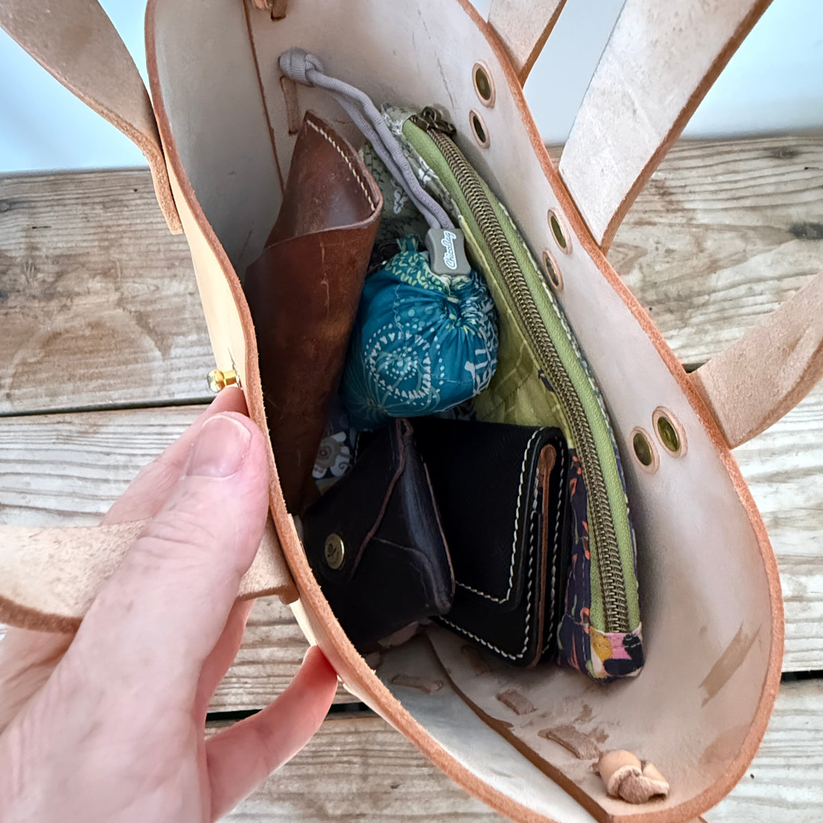Laced Tote - Natural Vegetable-Tanned Leather