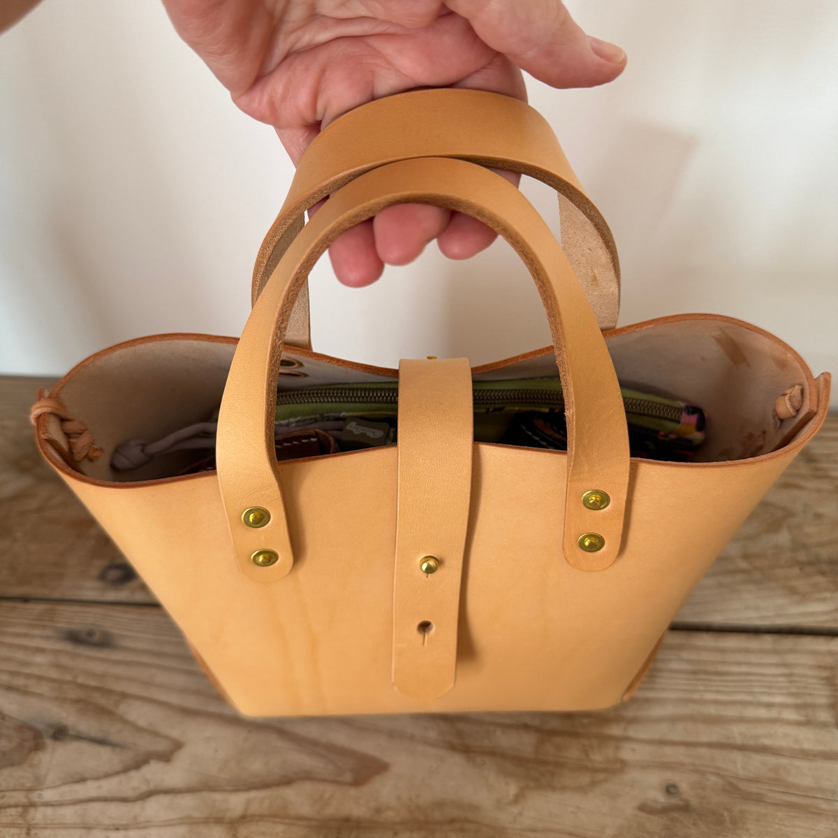 Laced Tote - Natural Vegetable-Tanned Leather
