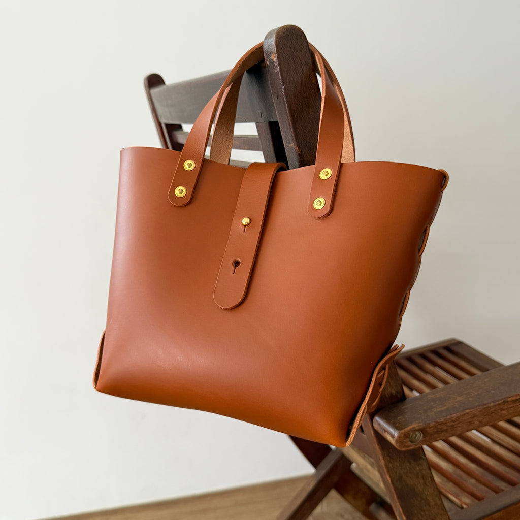 Laced Tote - Cognac Leather