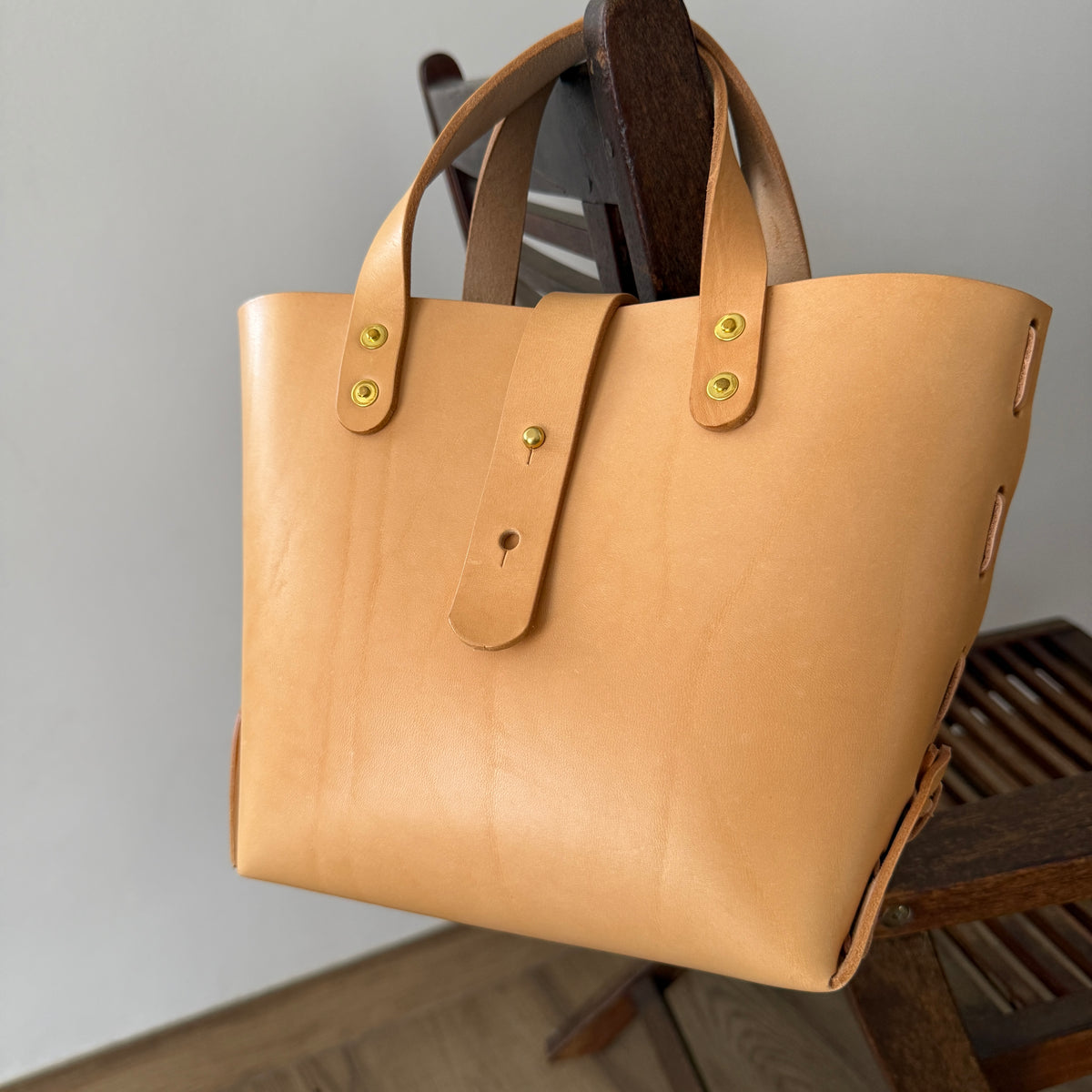 Laced Tote - Natural Vegetable-Tanned Leather